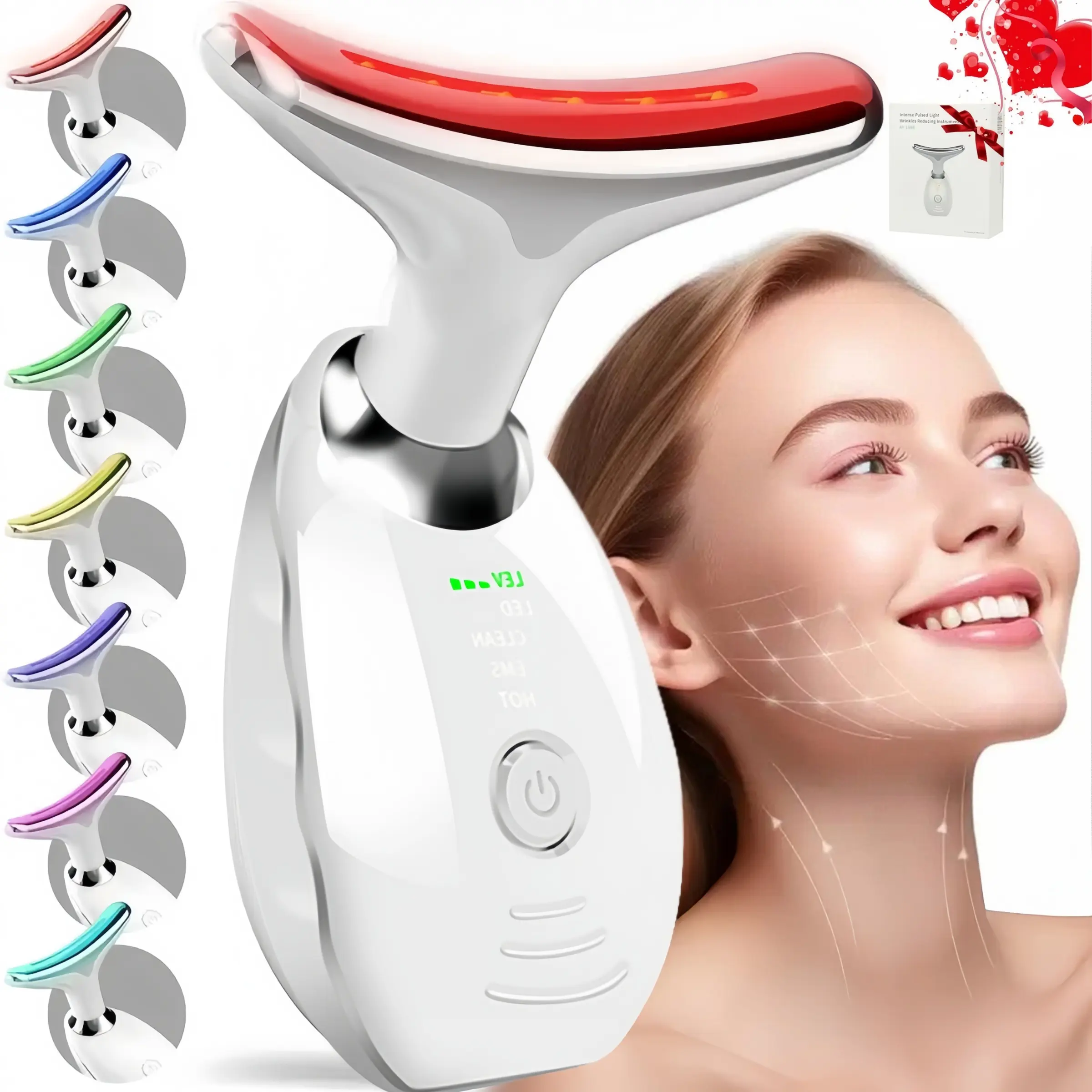 Neck Massager, Facial and Neck Massage Tool, Skin Lifting, Anti Wrinkle Lifting, Multifunctional Comfort Facial Massager, Firming Skincare, Soothing, for Women and Men, Heating Facial Beauty Massager,Facial Beauty Instrument
