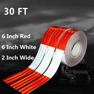 DOT-C2 Reflective Safety  2 Inch x 30 Feet Red/White Conspicuity  for Vehicles, Trailers, Boats, Signs， adhesive waterproof tape， conspicuity tape