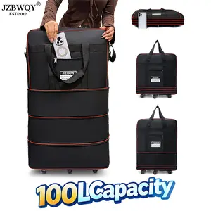 JZBWQY 100L Travel Bag with 360° Universal Wheels - Expandable & Foldable Lightweight Suitcase for Moving & Weekend Getaways Garment Duffle Bag Personal Item Luggage travel essentials
