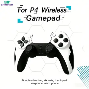 GAMINJA Wireless Bluetooth Gamepad Compatible ith PS4 Ergonomic Button Design Dual Vibration Motor Immersive Gaming Experience