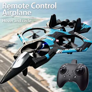 Kids RC Fighter Jet Glider, 2.4G Remote Control Foam Drone with LED Lights, 360° Rolling Stunt Airplane Toy for Boys Beginners, Gravity Sensing Quadcopter Aircraft Model for Outdoor Play