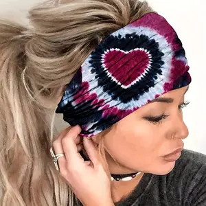 Bohemian Wide Brim Headband Heart Pattern Turban Sports Sports Sports Belt Women's Hair Accessories
