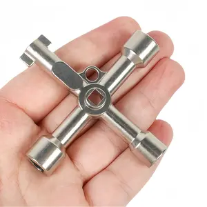 1 Pc Multi-Function Cross Key Wrench – Universal utility key for valves, electrical boxes and elevator doors. Durable industrial-grade Alloy tool with square, triangle and hex sockets.