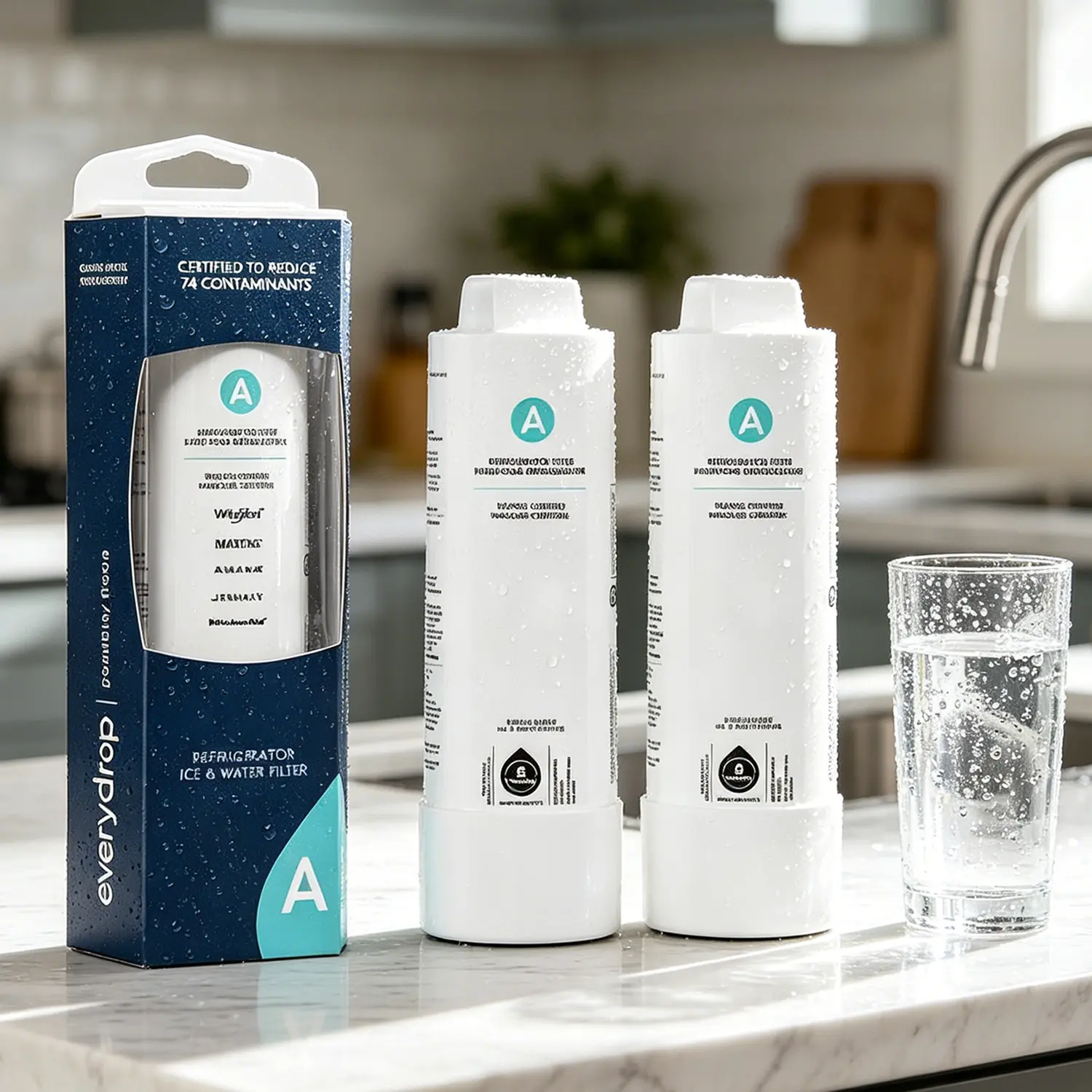 EveryDrop EDRARXD1B Filter A Refrigerator Water Filter with Water Filtration, Easy Installation Fridge Accessories for Whirlpool, Maytag, KitchenAid, Amana, JennAir, UL Certified to Reduce 74 Contaminants (Lead, Pesticides), 6-Month/200 Gal Capacity