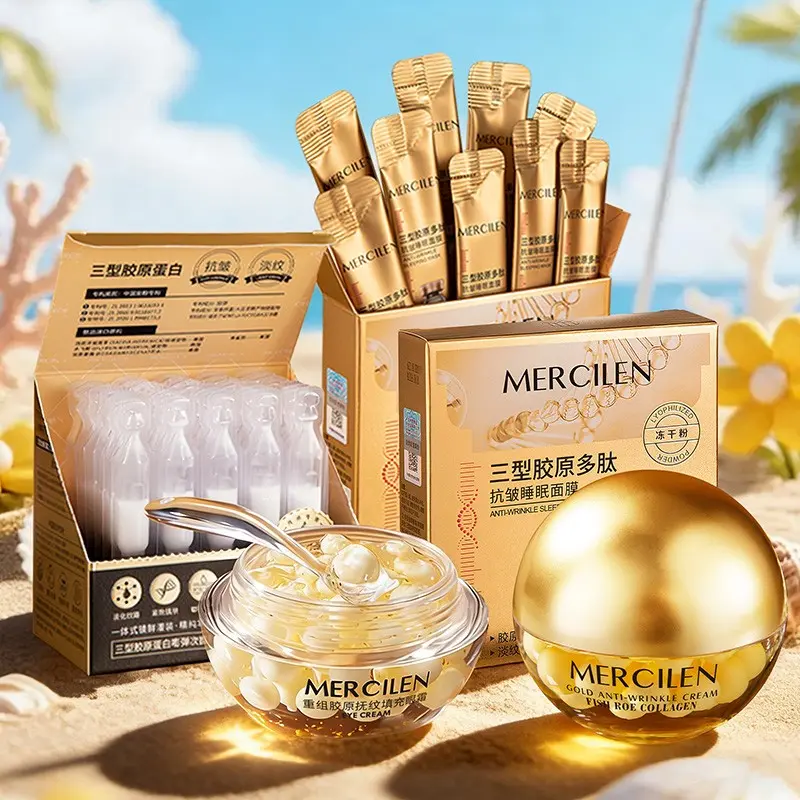 Mercilen Collagen Skincare Set, Moisturizing Revitalizing Set, 5-Piece Anti Aging Kit, Includes Serum, Cream, Eye Cream, Sleep Mask, Deep Moisturizing, Hydrating, Hydrate, Rejuvenating, Daily Face Care for Men & Women