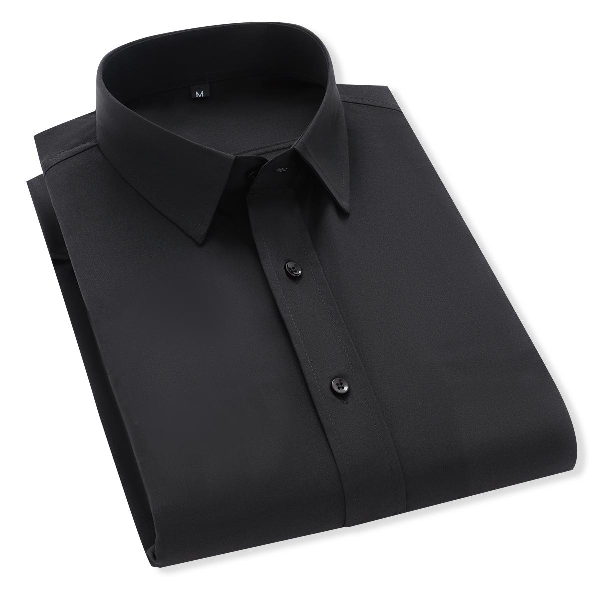 Men's business casual button-up shirt - elegant solid color dress shirt, multi-scene wedding/party/workplace wear, all-season thin anti-wrinkle style