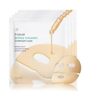 [P.CALM Official] Retinol Collagen Overnight Mask - 4 Hydrogel Masks with Retinol & Collagen for Minimizing Pores, Improve Skin Elasticity & Tone, Korean Glass Skin (36g / 1.26 oz. x 4ea)