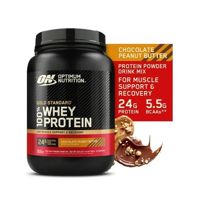 OPTIMUM NUTRITION Gold Standard 100% Edible Whey Protein Powder - Chocolate Peanut Butter Flavor, 1.5lb Tub, Gluten-Free Vegetarian Recovery Protein Supplement, BCAAs-Infused, Smooth Texture, Lean Muscle Booster for Workouts, Recovery Protein Supplements