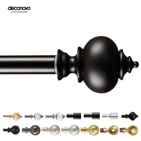 Deconovo Adjustable Curtain Rods - 3/4" Steel Heavy-Duty Drapery Pole, 30-48" Expand Fit Window Rod with 3 Brackets, Curtain Rail System for Bedroom/Living Room, Easy Install with Metal Finials for Grommet/Tab Drapes