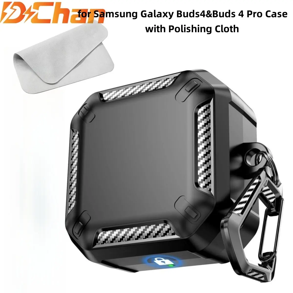 2026 New Durable Headphone Case Headset for Samsung Galaxy Buds 4&Galaxy Buds 4 Pro Earbuds with Protection, Magnetic Closure Carbon Fiber Texture Wireless Charging,Carabiner for Men Women for Galaxy Buds 4&Galaxy Buds 4 Pro Case