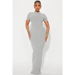 Cora Snatched Maxi Dress - Heather Grey