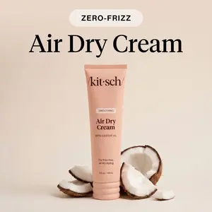 Zero-Frizz Air Dry Cream - Kitsch Smoothing Styling Cream with Castor Oil - 24-Hour Frizz Control - For Natural Textures
