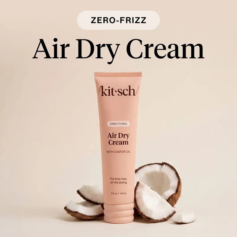 Kitsch Smoothing Air Dry Cream with Castor Oil - Vegan & Cruelty-Free Formula for Frizz-Free Styling - 5 fl oz / 148 ml