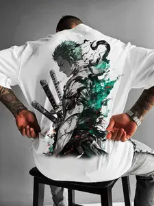 One Piece Zoro Japanese Anime Men's T-shirt New Summer Street Wear Casual Top Pattern Print T-shirt Oversized Y2k Clothes Menswear Streetwear Casual Street Style Suitable for Both Men and Women Unisex Round Neck Loose and Comfortable Top