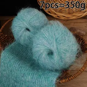 350g Colorful Alpaca Wool Crochet Yarn Ball, 7pcs Per Pack, Handmade DIY Knit Material for Autumn Winter Fashion Women's Sweater Coat Shawl