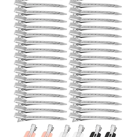 40 Hair Clips for Women, Metal Alligator Hair Clip Set, 34 Duckbill Split Clips & 6 Crease-Free Clips, Stylish and Durable Hair Accessories