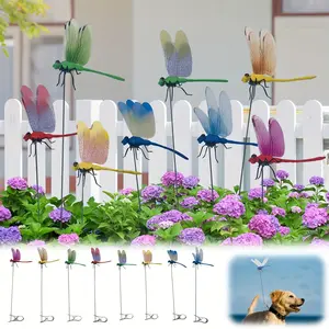 4PCS Stainless Steel Dragonfly Clips for Garden & Patio Decor - Durable 3D Metal Fly Deterrent Accessories for Outdoor Charm & Versatile Use