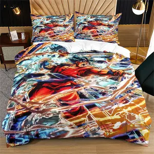 Dragon Ball Series Pattern Quilt Cover Set, Soft And Durable Bedding Set, Including 1 Quilt Cover And 1 Or 2 Pillowcases, Suitable For Children And Adults, Daily Use, Festival, Birthday Gift, Bedroom Decoration
