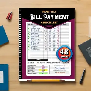 Monthly Bill Payment Tracker Notebook & Checklist, Paperback Paper Budget Tracker and Expense Planner for Home Money Management, 4-Year Financial Organizer with Cash Flow Tracking for Personal & Household Use Bill Organizer.Easter Day Gift