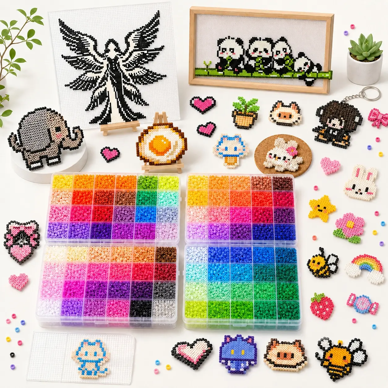 Ultimate DIY Fuse Beads Mega Set 50,000+ Pieces with Tools & Templates, Extra Refill Beads, Creative Pixel Art Craft Kit, Perfect Handmade Gift for Kids, Teens & Adults