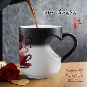 color changing MugColor Changing Mug: Heart Handle, Thermosensitive Ceramic Mug Coffee Mug (11oz/330ml) - Perfect for Mother's Day, Father's Day, Party Gift | Funny Mugs