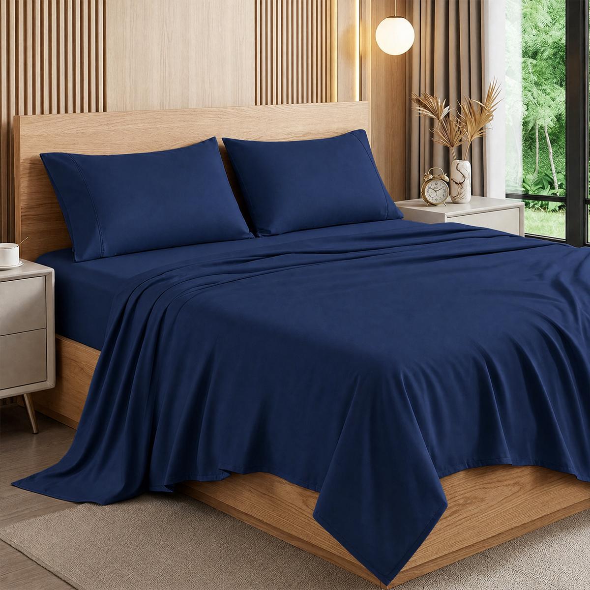 Jollyvogue 6PCS Bamboo Cooling Queen Size Sheet Set - Children Bedding Set, Breathable and Comfortable Fit For Hot Sleepers Sweats, Pillowcases, Flat Fitted A Perfect Gift