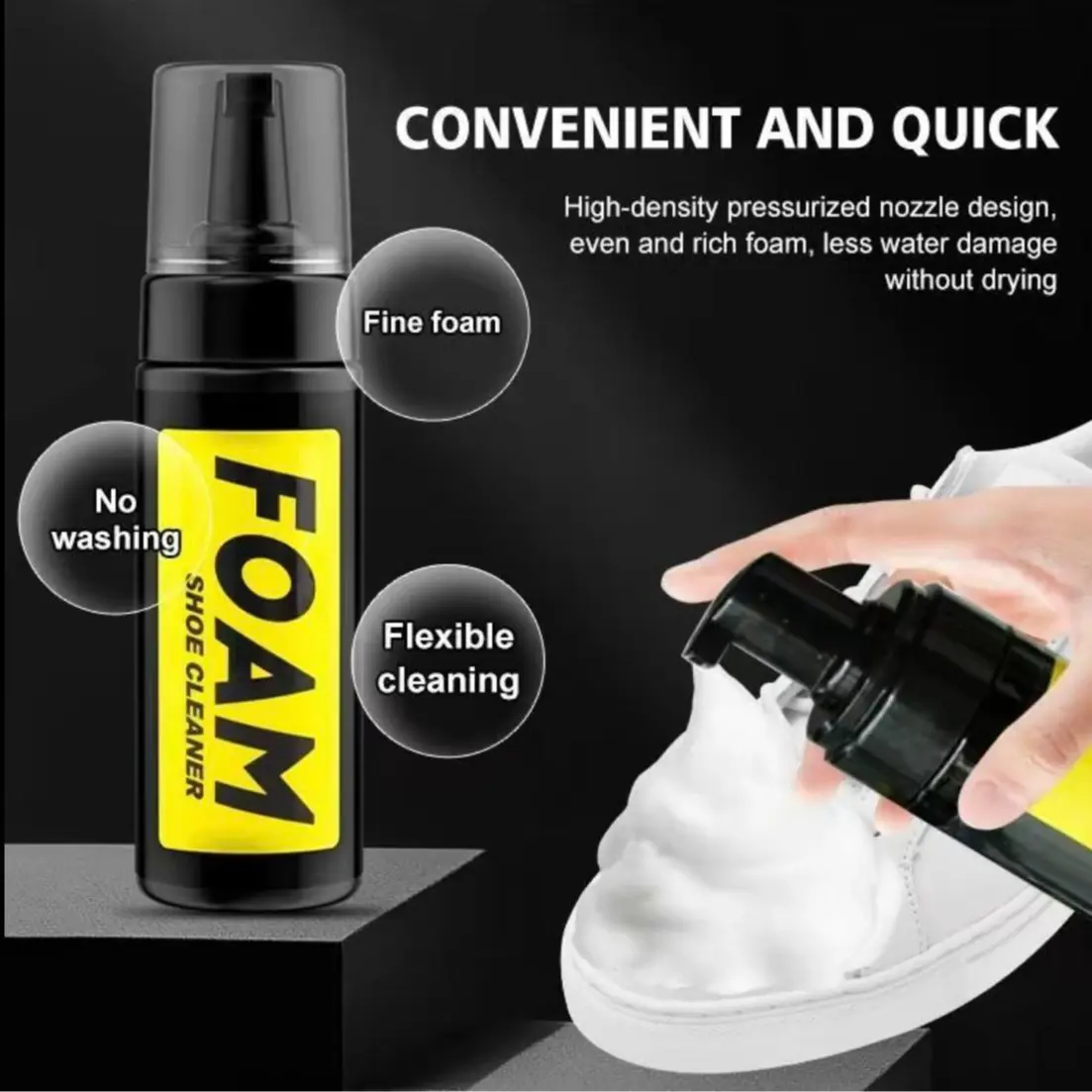White Shoe Cleaner, 5.3 Oz Kit with Brush andTowel, Sneaker Cleaner Work on Leather, Knit, Canvas,Suede, PU shoe Footwear Bedroom shoe cleaner