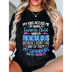 [100% Cotton] T - Shirt With "MY GRANDKIDS ARE MY FAVORITE" Family - Humor Text, A Grandparent - Vibe Tee T-Shirt For Men And Women