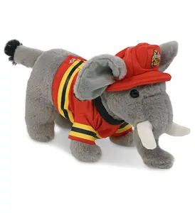 DOLLIBU 7.5" Standing Elephant Plush Toy - 9.5lx4wx7.5h inch, 100% Polyester Super-Soft Removable Stuffed Toy, Pretend Play Accessory, Fireman Costume Companion, Perfect Gift for Future Fireman, Dry-Clean Only, Suitable for Ages 0+