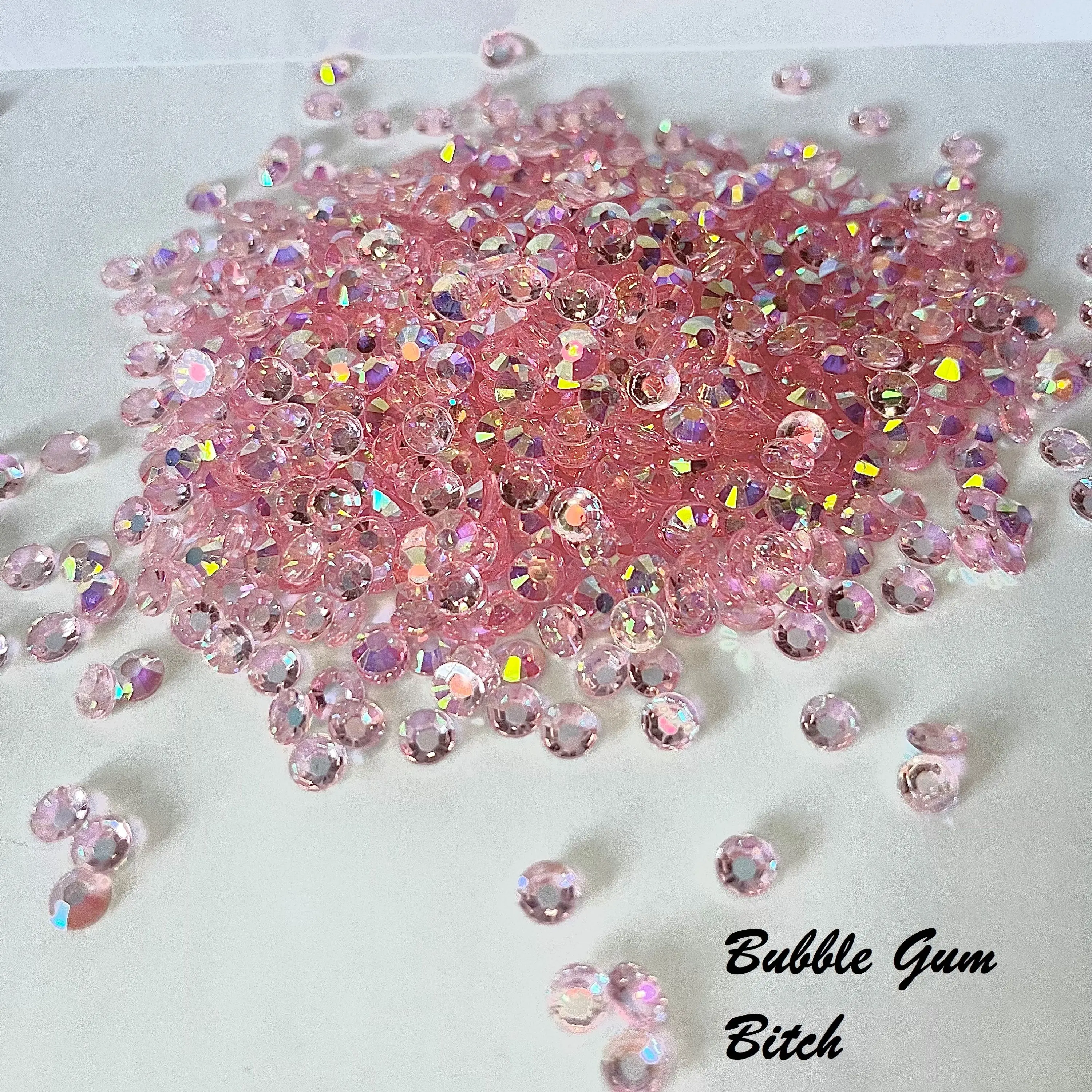 Transparent / Translucent Jelly Rhinestones 1000pcs - 5MM and 4MM sizes- Non-Hotfix flatback Resin AB - SS20, and SS16 - BUBBLE GUM