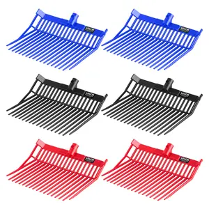 VEVOR 6PCS Side-Angled Manure Fork Replacement Heads, 18-Tine PP Plastic Pitchfork Heads with Connector Fit, Durable Tool for Stable Stall Manure Cleanup, Farm Use