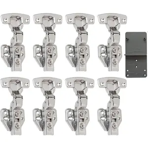 110 Deg Kitchen Units Concealed Cabinet Door Mute Hinges 35mm Soft Close Inset and Embed Mounting 8 count (Include Drilling Jig)