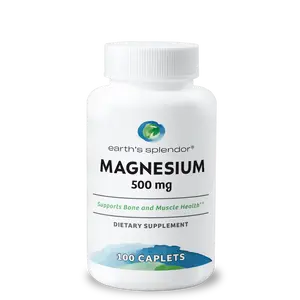 Magnesium 500 mg - 100 Caplets for Bone Muscle Health & Blood Pressure Regulation Support