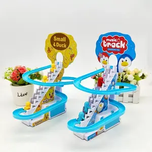 Electric Duck Stair Climbing Track Toy, DIY Race Track Roller Coaster Set, Light Music Educational Toy, Kids Gift, Track Rail System