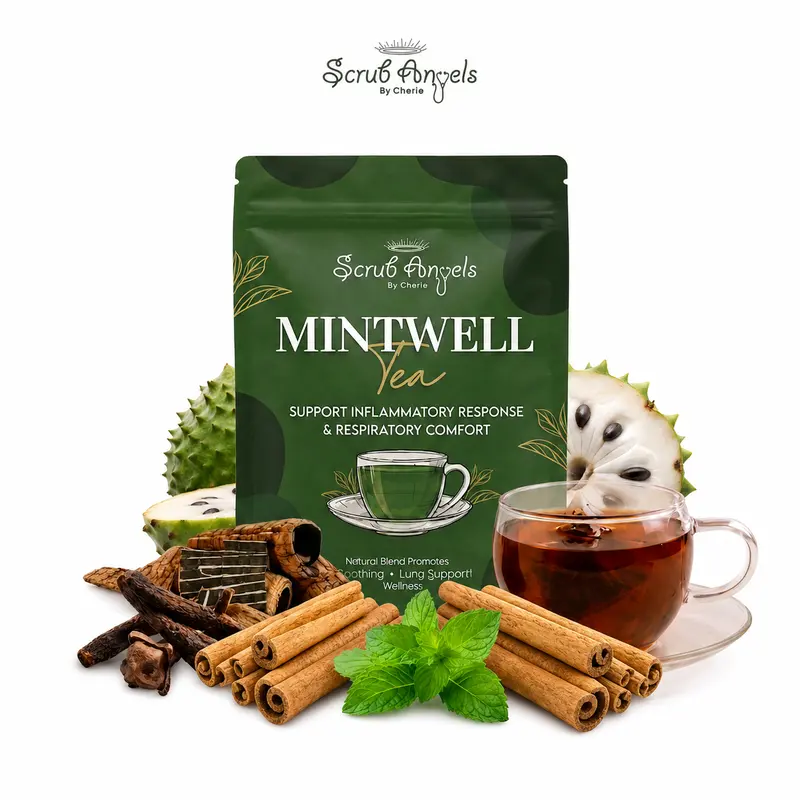 Scrub Angels -  Mintwell Herbal Wellness Tea Bags for All Ages with Anti-Inflammatory, Mucus-Relief, Licorice Soothing Benefits