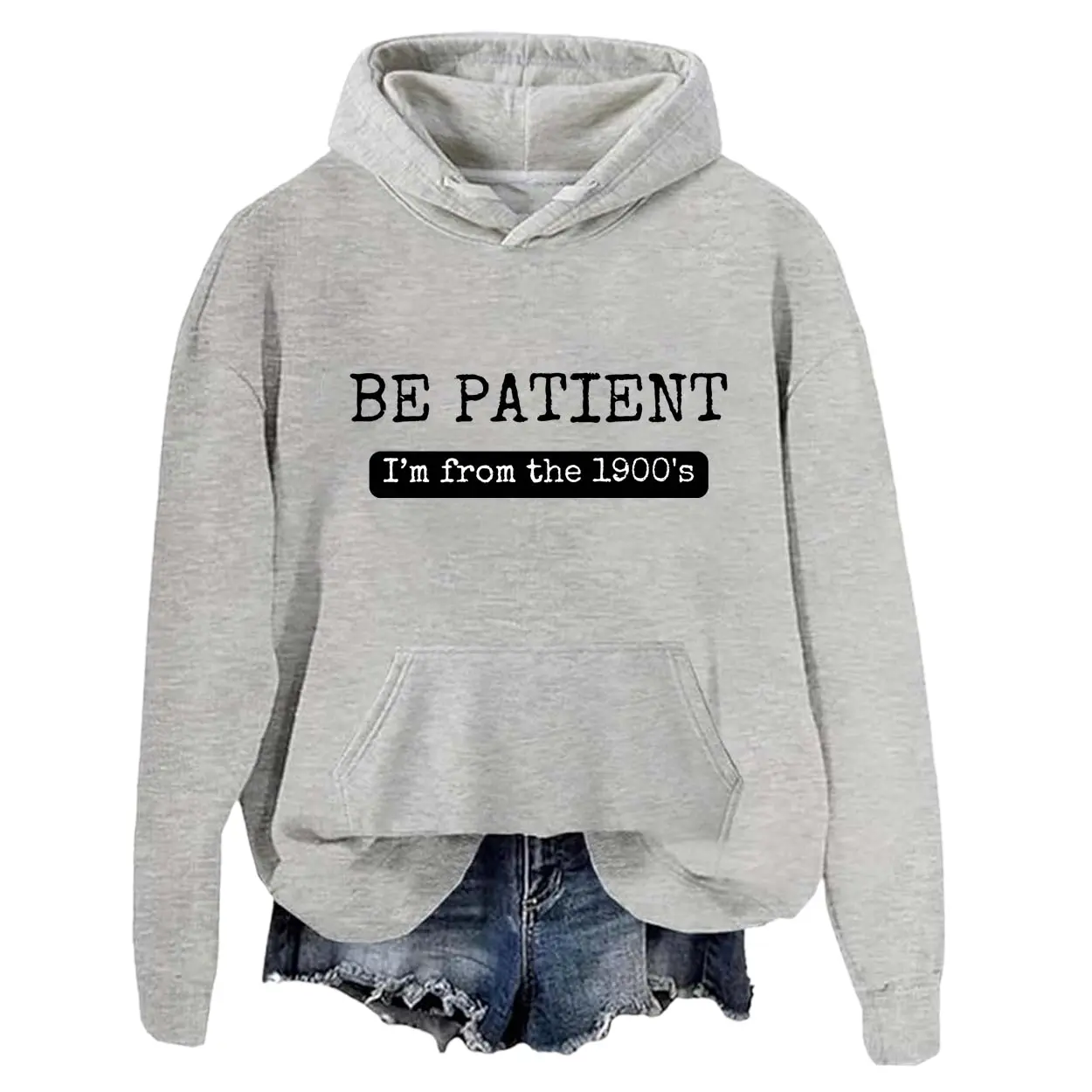 Retro 1900s Gen X Funny Print Cotton Hoodie - Comfortable Long Sleeve Casual Fleece Pullover Sweatshirt for Women, Ideal Gift, Women's Tops