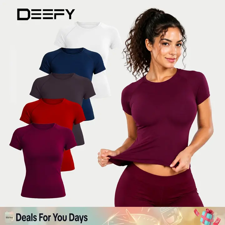 DEEFY Impact Short Sleeve Top  Fitness Impact Gymwear Tanks Women Workout Sportswear Activewear