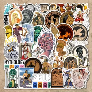 50Pcs Greek Mythology Stickers Pack, Waterproof Ancient Greek Gods & Myth Creature Vinyl Decals for Laptop, Water Bottle, Journal & Scrapbook, Crafts, History Lover Gift, Sticker Sheets