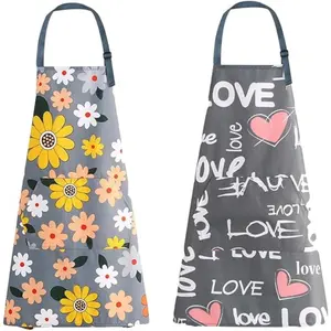 Adjustable kitchen cooking apron Flowers, waterproof cooking apron with pockets, funny apron, suitable for kitchen baking, gardening, barbecues
