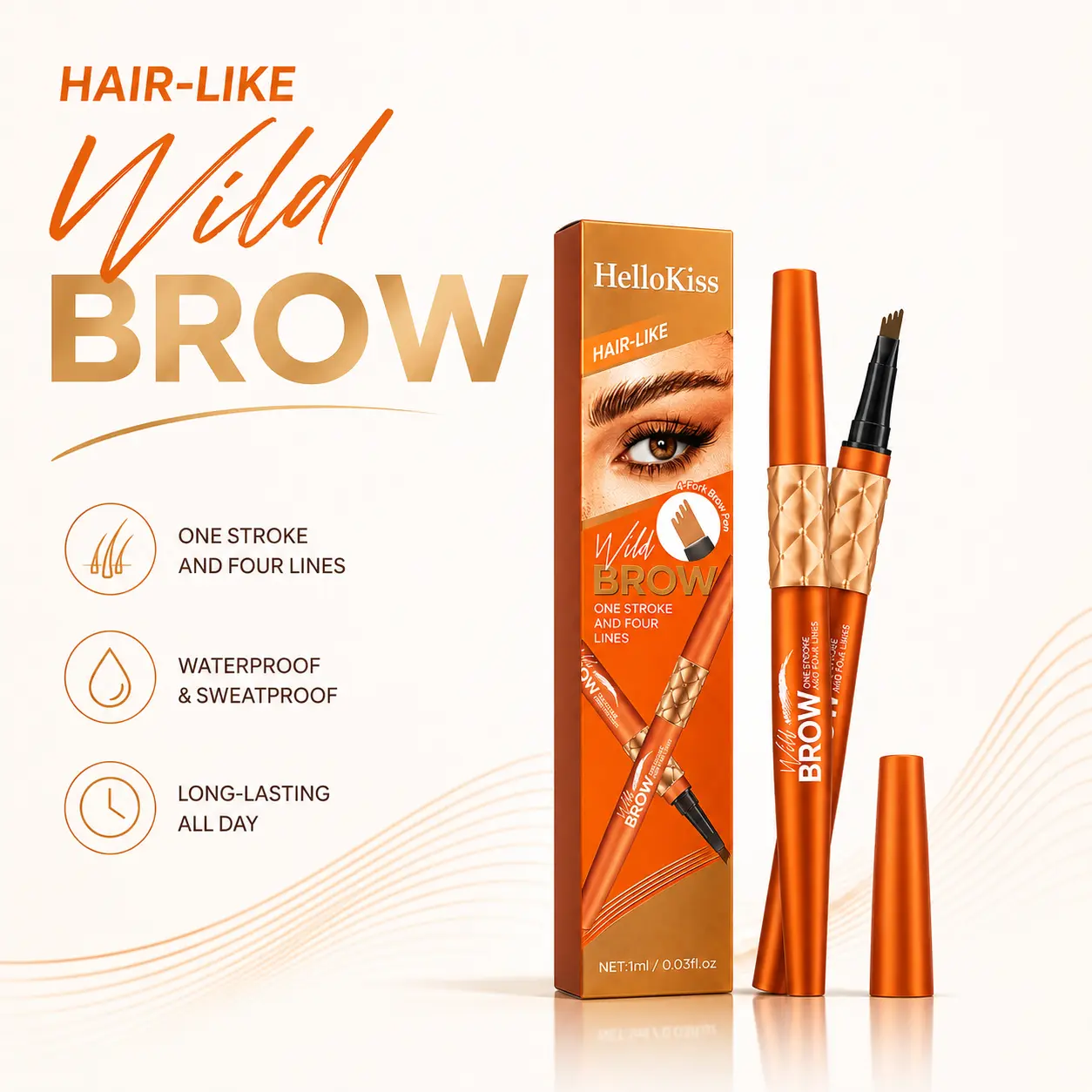 4-Tip Eyebrow Pen, Hair-Like Micro Fork Brow Pencil, Waterproof Smudge-Resistant Brow Makeup for Natural Defined Brows