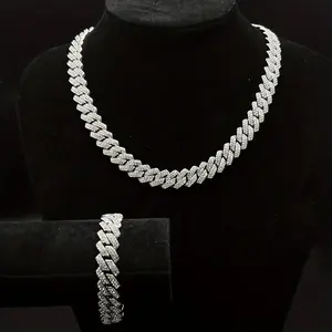 Necklaces for Men, 14mm Cuban Chain Necklace and Bracelet Set (with box), 2025 Men's Accessories Combination, Chains for Men