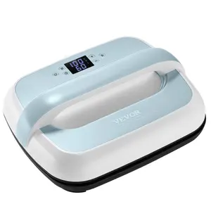 【Summervibes】VEVOR Heat Press Machine, 12 x 10 inches Portable Heat Press, Dual-Tube Even Heating, Heat Transfer Machine with Precise Temp Control and Auto-Off, Sublimation Machine for T-shirts/Bags, Blue+White