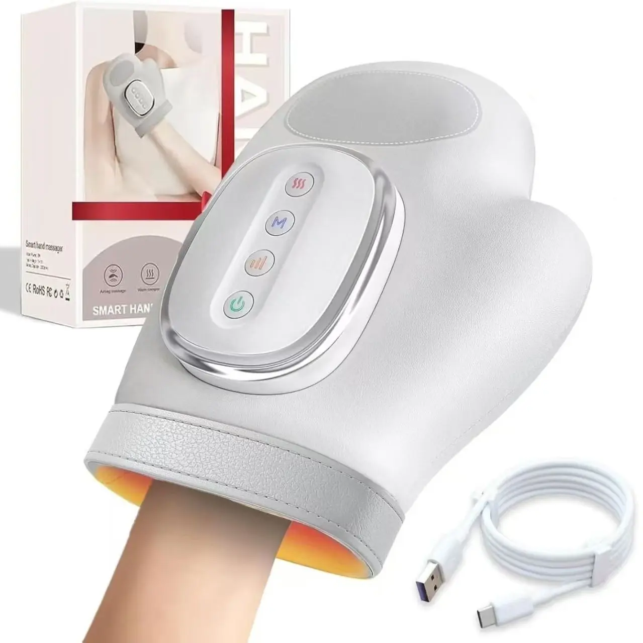Portable Hand Massager with Heating and Compression, Wireless 3 Modes, Relieves Carpal Tunnel and Finger Numbness, Perfect Gift, Portable Pain Relief, Portable Hand Relaxation