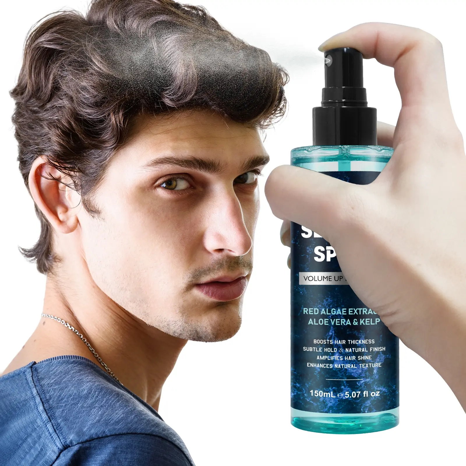 1 Count, YECUCE Sea Salt Hair Volumizing Spray 150ml, Lightweight Hold & Natural Shine, Enhances Natural Texture, Refreshing Sea Salt Styling Spray, Works on Any Short to Medium Hair Length, Suitable for Men & Women, Perfect Solution for Oily Hair.