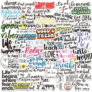 50pcs Inspirational Words Series Sticker, Waterproof Sticker Pack Sticker Decals for Wall Water Bottle Skateboard Helmet Car Bike Luggage Laptop Sticker for Cars