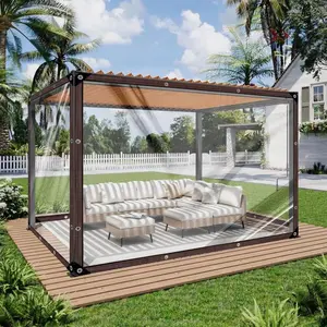 7ft x 11ft Heavy-Duty Waterproof Clear Tarp with Grommets, Insect-Resistant, Tear-Resistant, Windproof, Snowproof, Rainproof, Durable Transparent Rainproof Cover for Outdoor Garden, Patio, Chicken Coop, Greenhouse, Camping & Temporary Shelter, Car Shelter