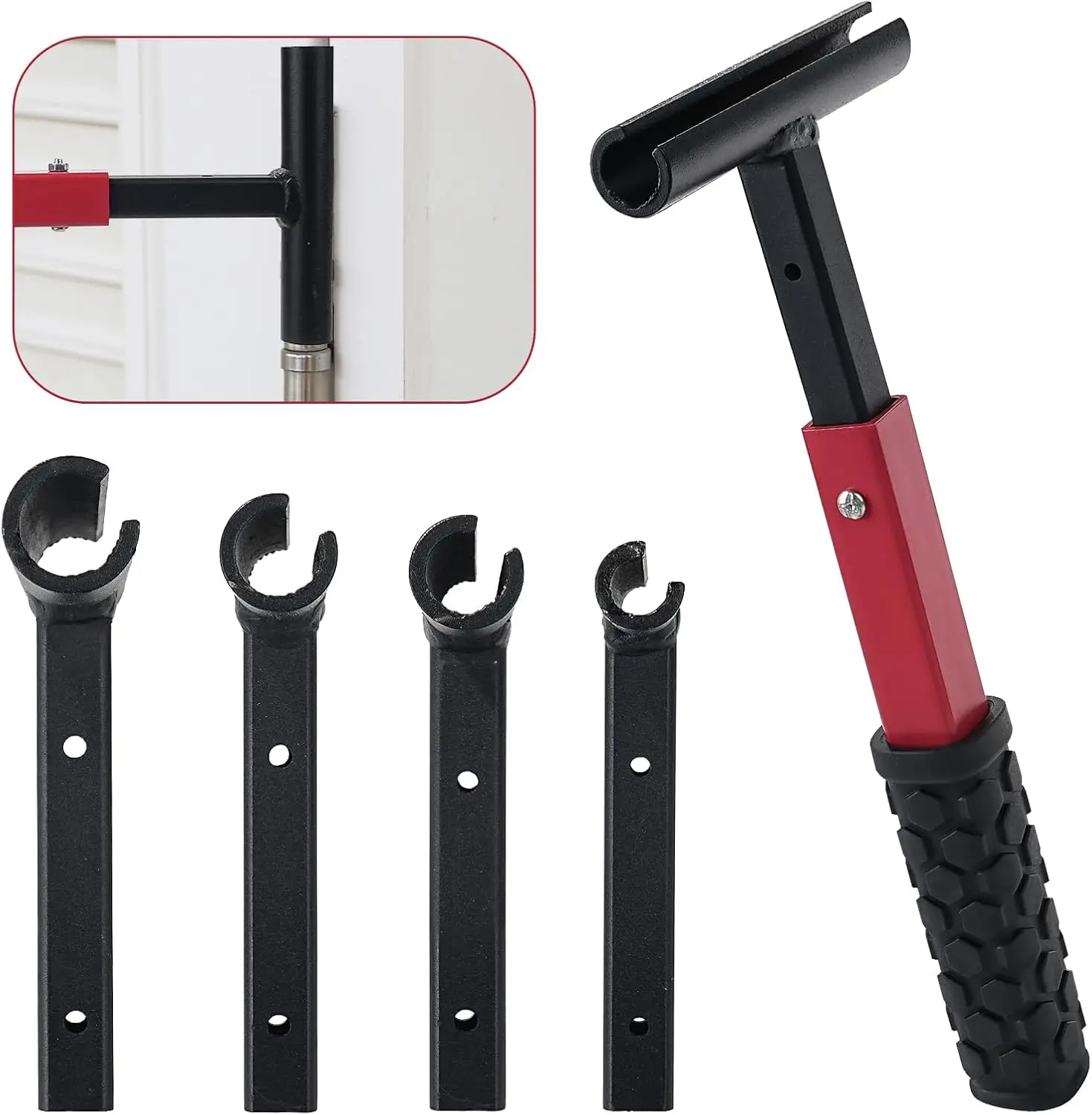 4-in-1 Multi-Size Door Hinge Adjustment Tool Kit - Heavy Duty Hinge Bender Wrench with Rubber Grip for Residential Door Alignment, Multi-Size Set