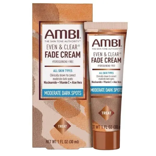 Ambi Fade Cream, Gentle Daily Treatment for Discoloration, Lightweight Moisturizer for a Radiant Complexion, All Skin Types, 1 oz, Moisturizers