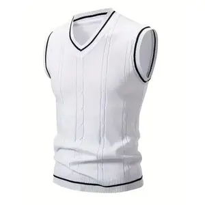 New Cross-Border Men'S Vest with a Twisted Knit Design solid round neck tank top casual sleeveless vest comfort  wear gift  for  all clothes  men