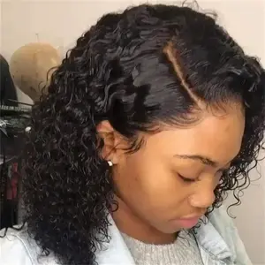 150 Density Glueless Wig Water Ripple Wig 14-Inch Deep Ripple Curly Bobhaircut Wig Lace Forehead Wig